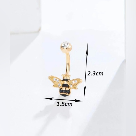Restock🐝🆕 🐝 Bee Design Goldtone Belly Ring- 14G Stainless Steel NWT - Picture 3 of 13